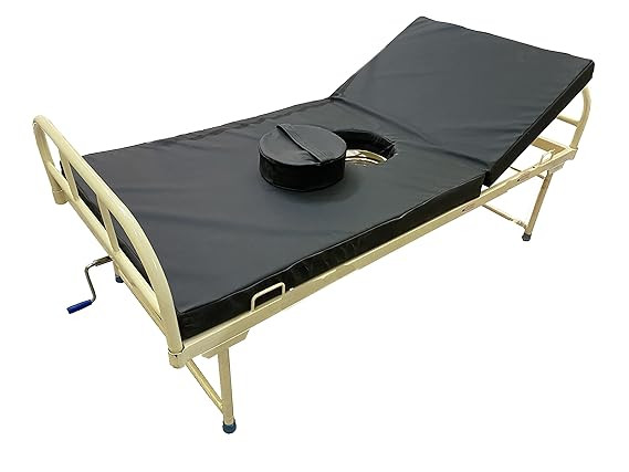 Welltrust Healthcare Semi Fowler Commode (inbuilt) Medical Patients Bed with Mattress & 1 Function Back Rest Elevation Present (Ivory)